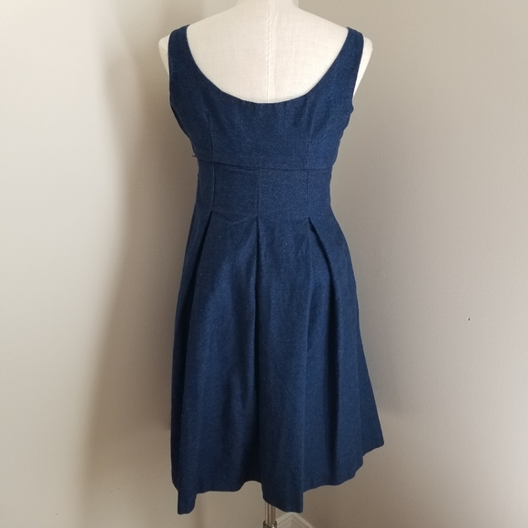 Embroidered Sleeveless Dark Denim Dress - Picture 5 of 15
